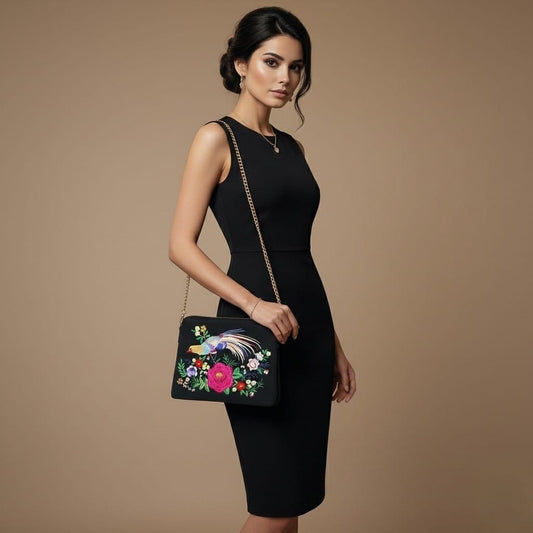 El bolso  que convierte un vestido negro en una declaración.